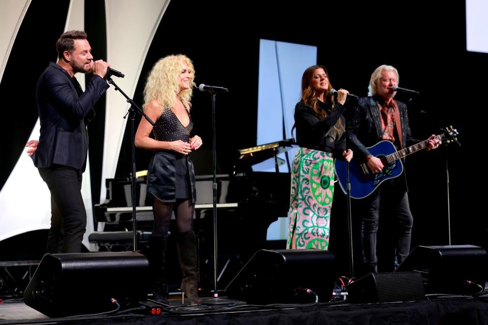 Jimi Westbrook, Kimberly Schlapman, Karen Fairchild, and Phillip Sweet of Little Big Town perform onstage during the 54th Anniversary Nashville Songwriters Hall Of Fame Gala at Music City Center on November 06, 2024 in Nashville, Tennessee.