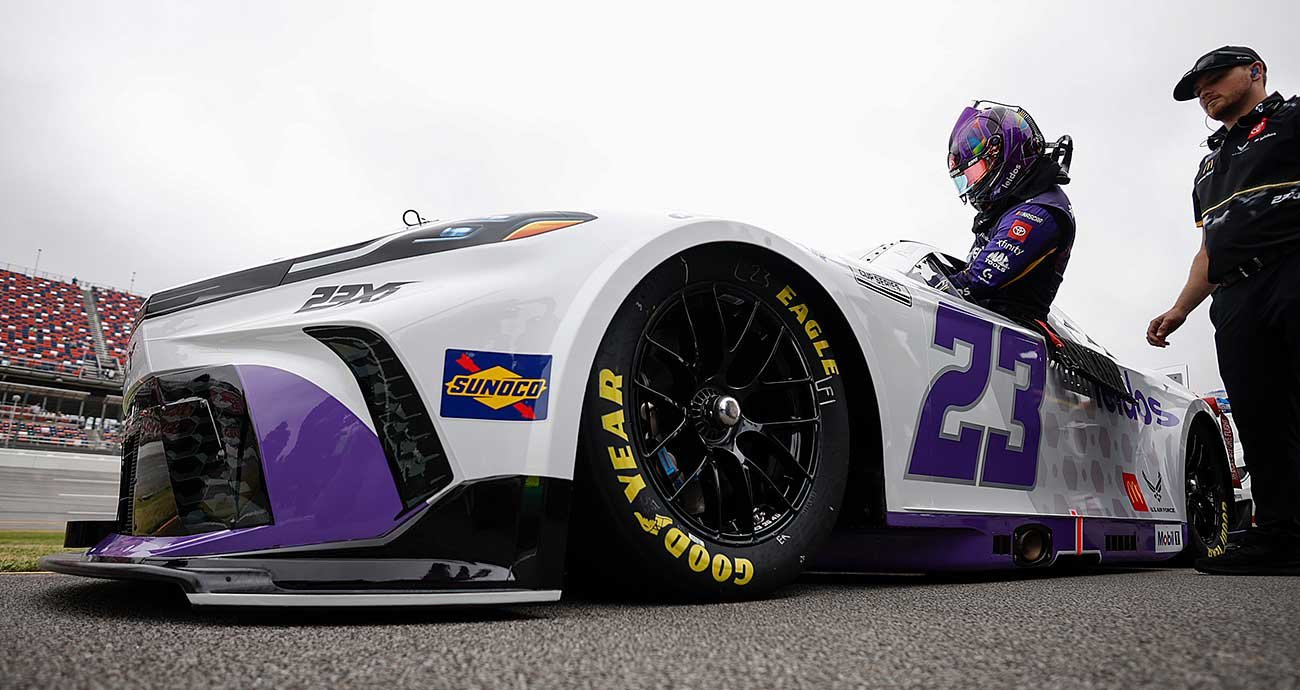 Bubba Wallace loads into the No. 23 Toyota for qualifying at Talladega Superspeedway