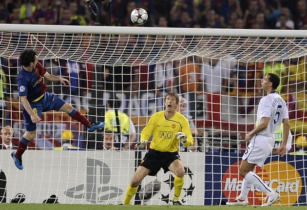 Messi’s favourite goal was this header in the 2009 Champions League final
