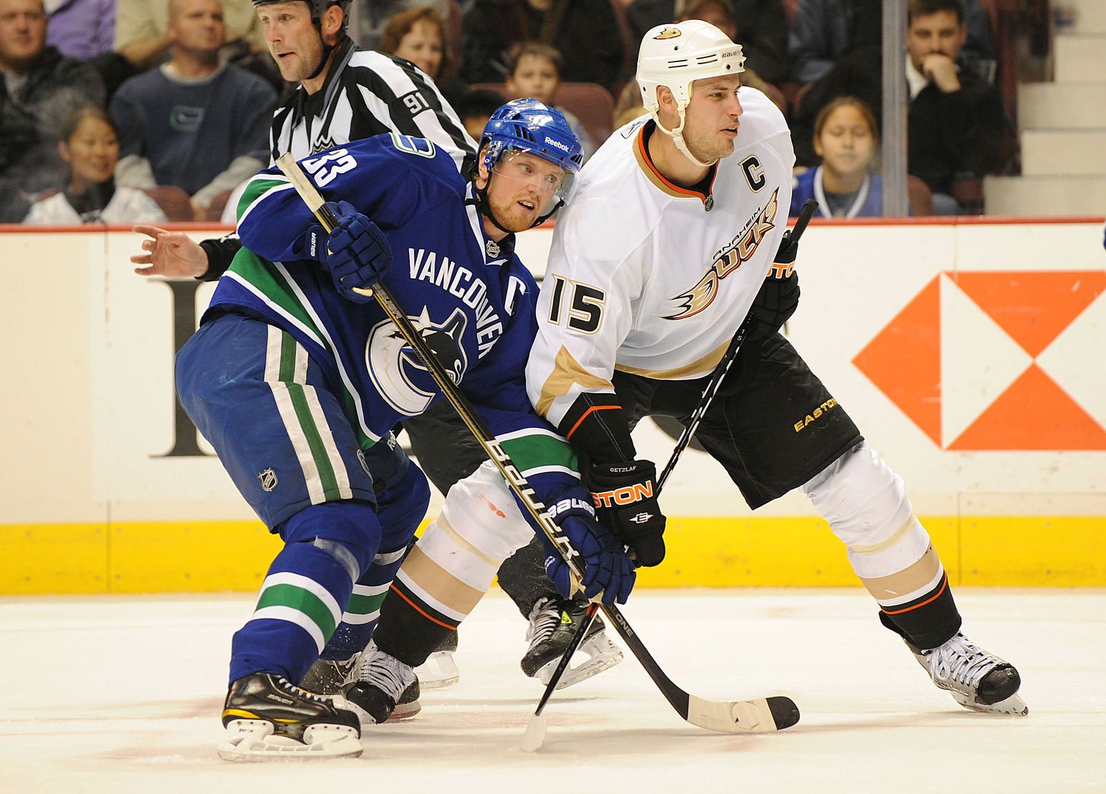 Henrik Sedin and Ryan Getzlaf (Anne-Marie Sorvin-Imagn Images)
