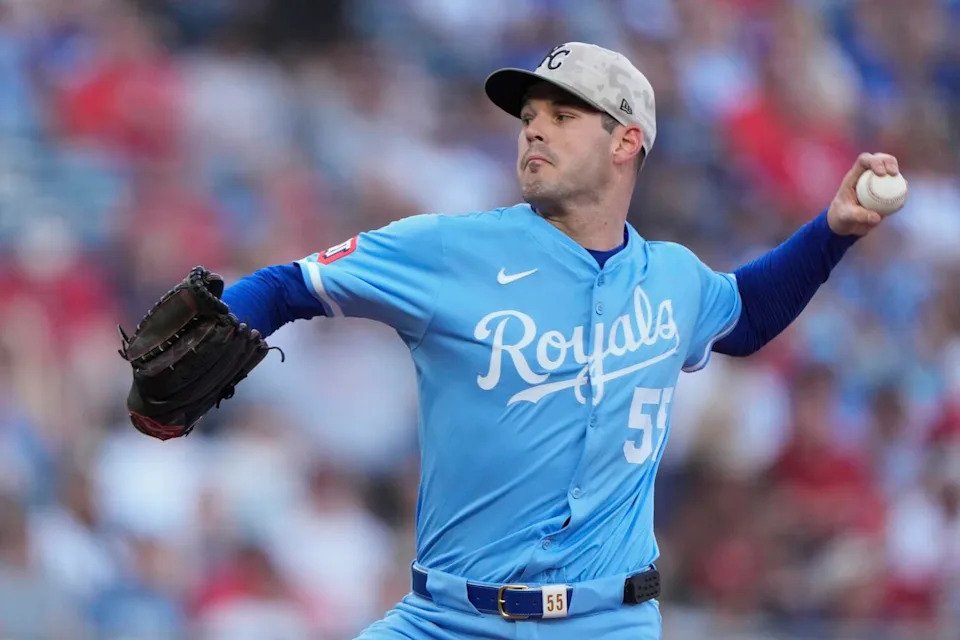 Kansas City Royals pitcher Cole Ragans throws during a game against the St. Louis Cardinals, May 16, in Kansas City, Mo.