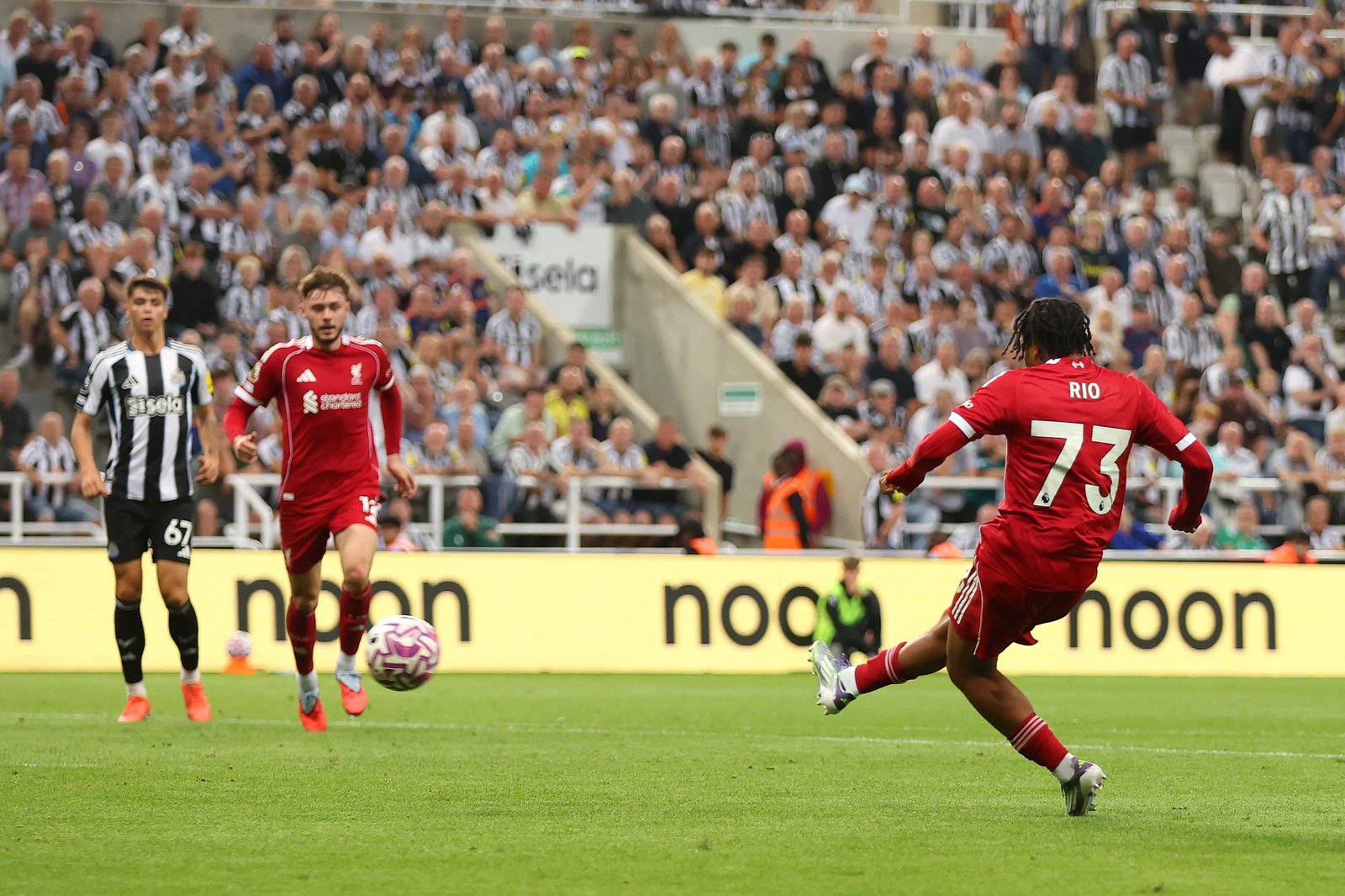 Rio Ngumoha scores the winning goal having come off the bench late in the game