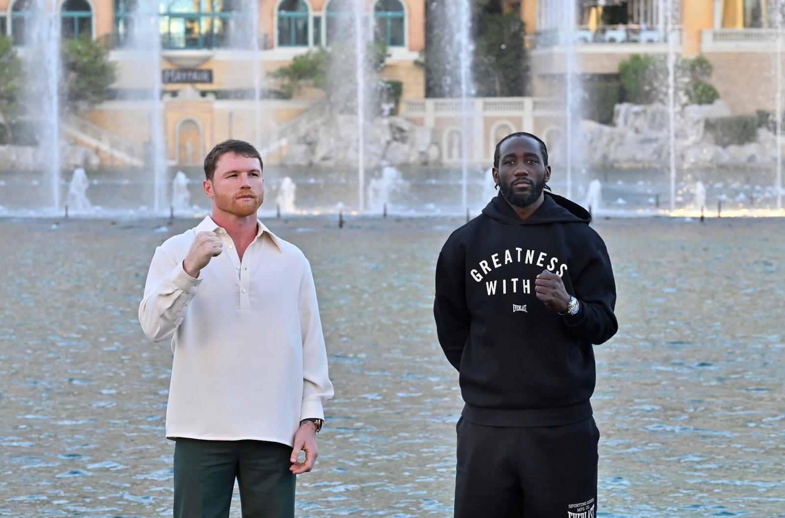 Canelo and Crawford by the fountains of Las Vegas’s Bellagio hotel
