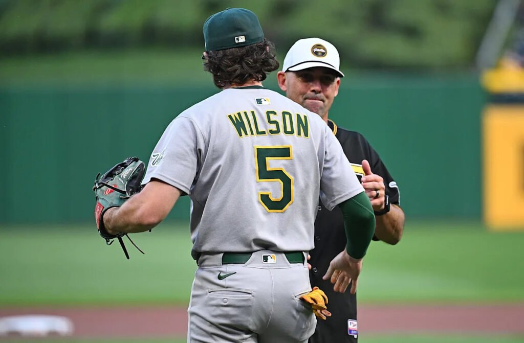 Athletics SS Jacob Wilson reverses childhood first pitch with father Jack in return to Pirates’ stadium