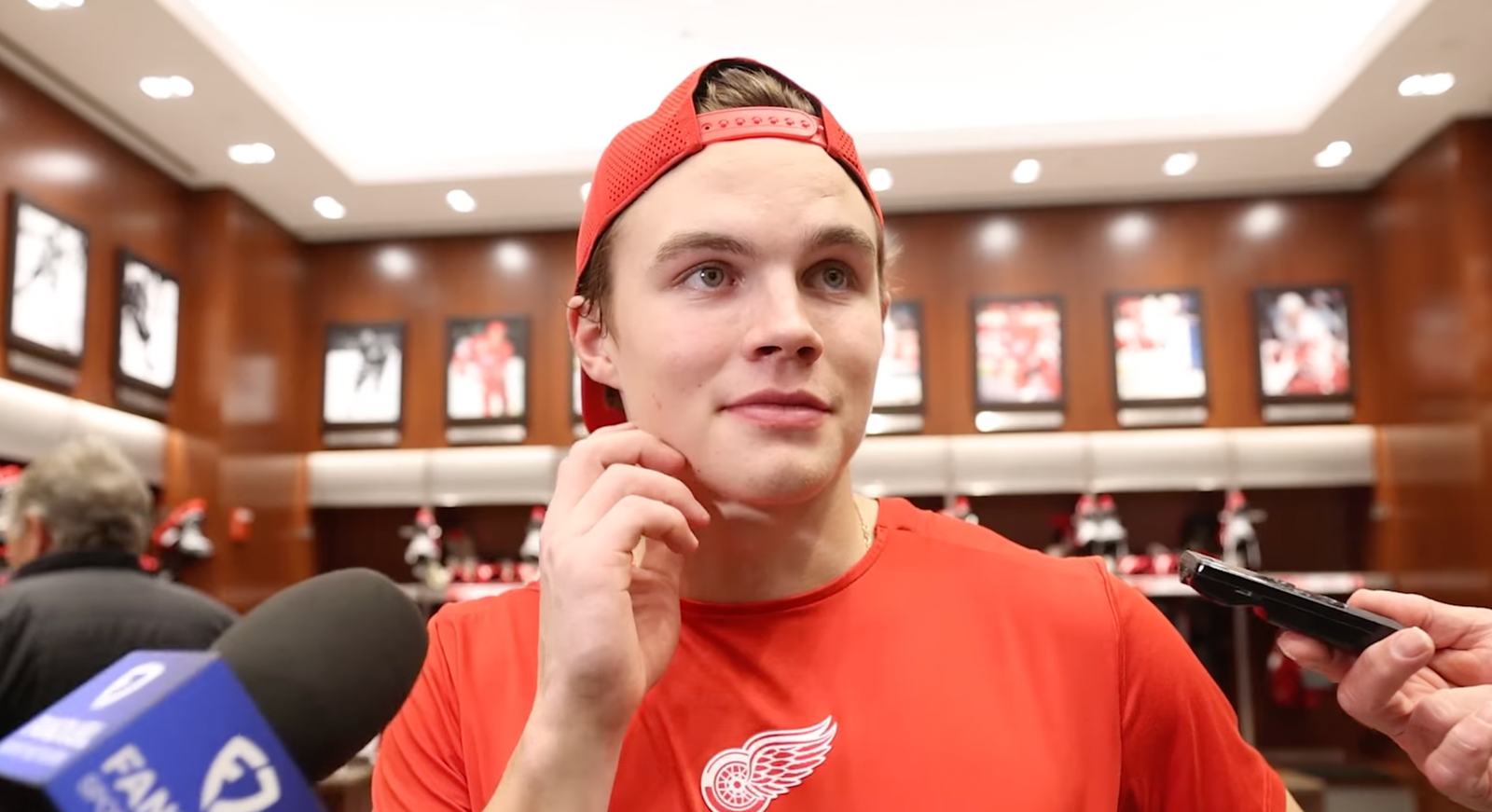 Red Wings' Axel Sandin-Pellikka On First NHL Goal: "It’s Unbelievable"