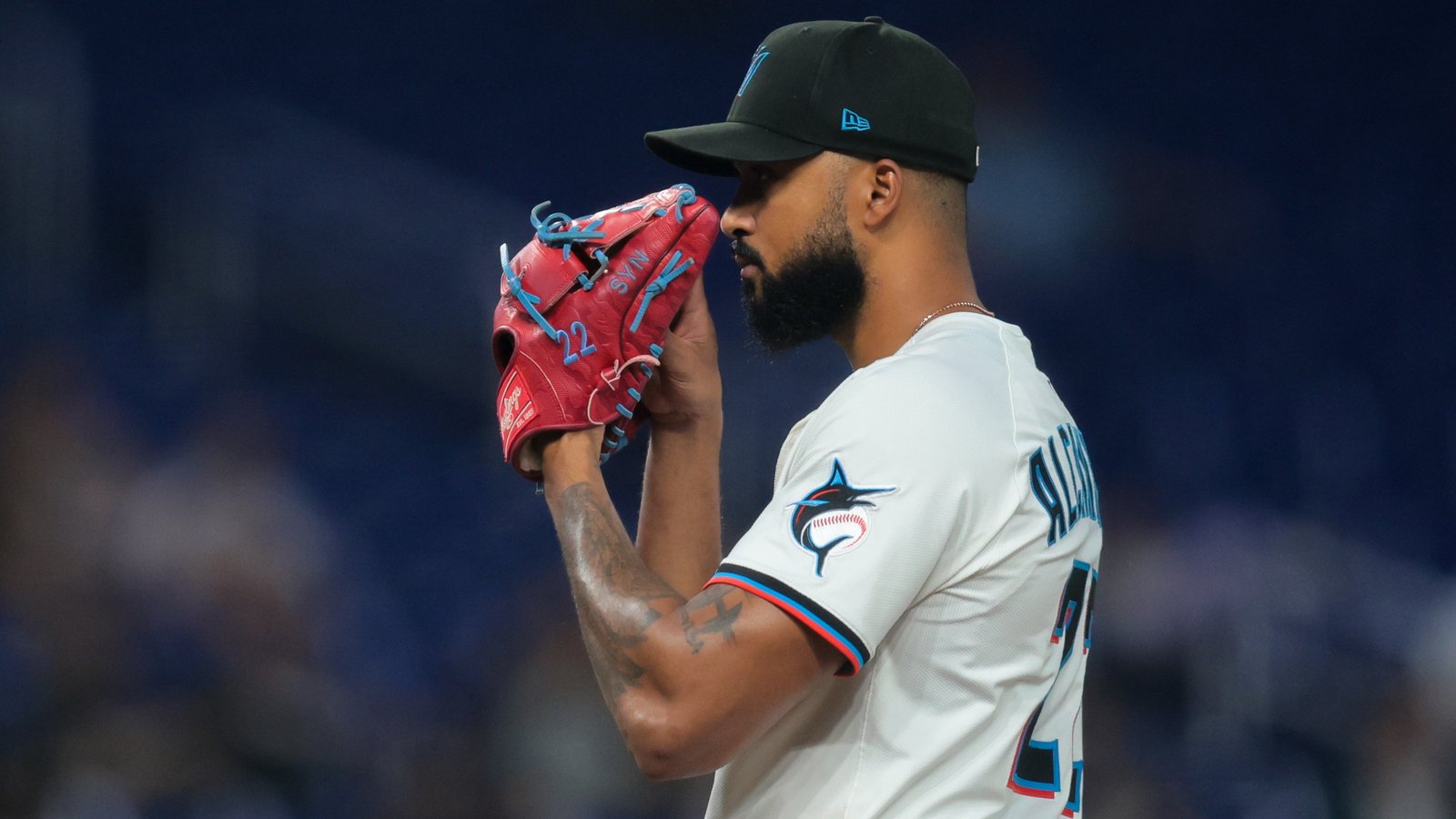 Miami Marlins starting pitcher Sandy Alcantara (22) pitches against the Colorado Rockies during the sixth inning at loanDepot Park