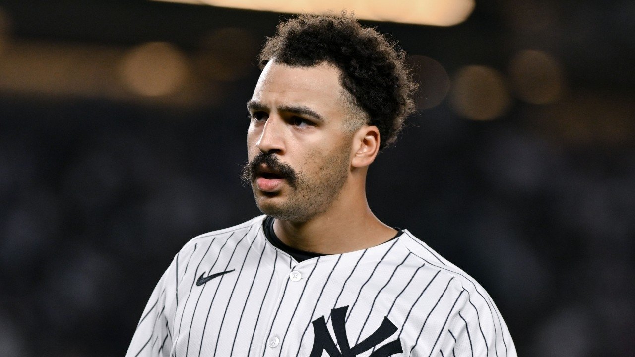 New York Yankees outfielder Trent Grisham (12) during a game against the Boston Red Sox at Yankee Stadium.
