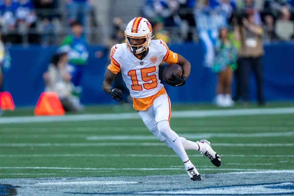 Tampa Bay Buccaneers wide receiver Tez Johnson runs with the ball against the Seattle Seahawks on Oct. 5.
