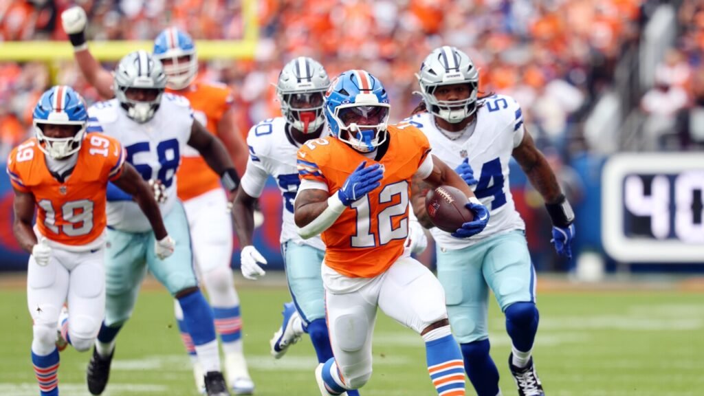 RJ Harvey scores three TDs in Broncos’ 44-24 rout of Cowboys