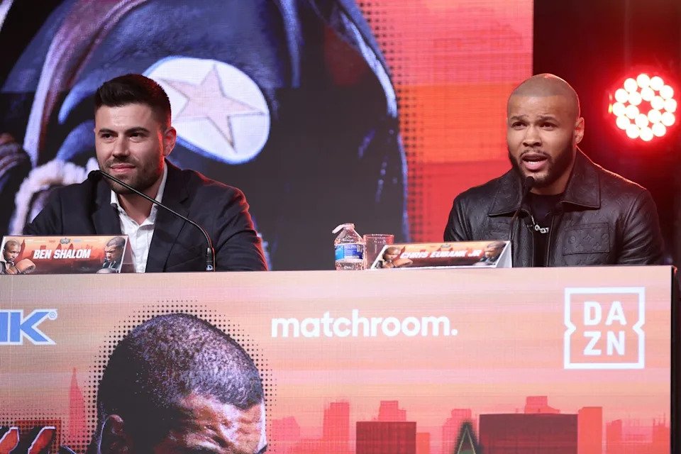 Eubank Jr with his promoter Ben Shalom ahead of the first fight against Benn (Getty Images)