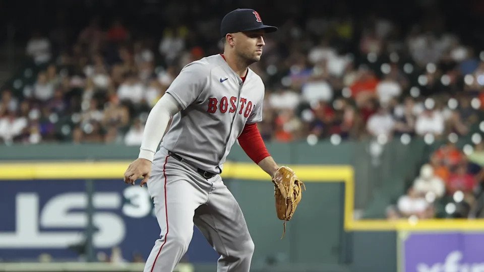 Boston Red Sox third baseman Alex Bregman (2) plays third base during the game against the Houston Astros at Daikin Park