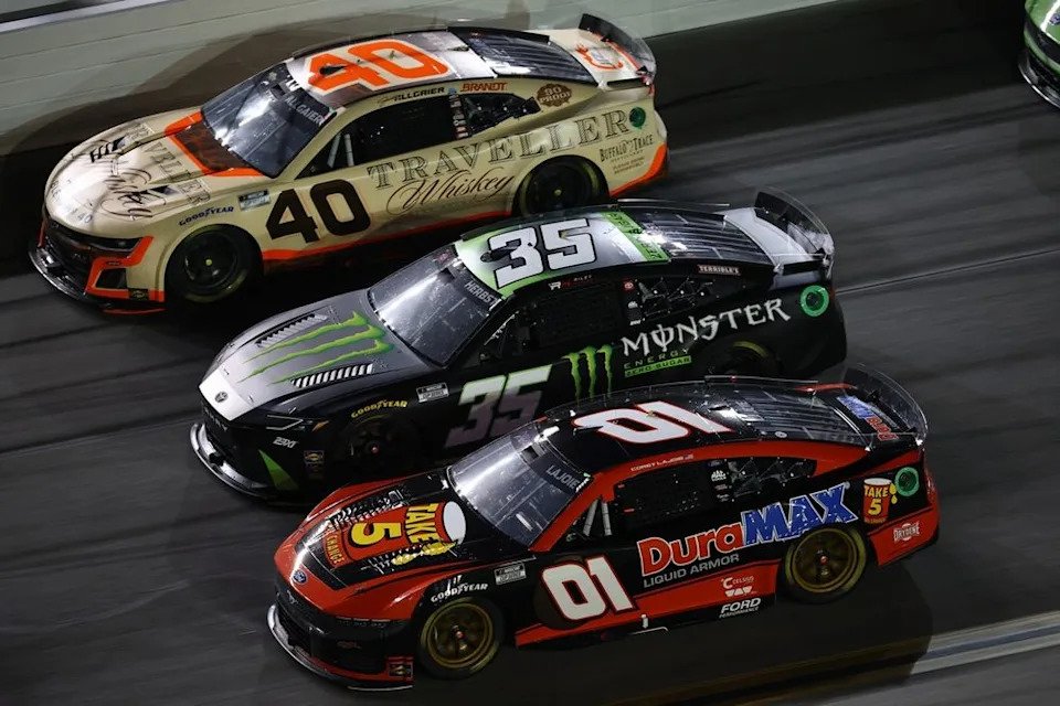 Corey LaJoie, Rick Ware Racing Ford, Riley Herbst, 23XI Racing Toyota, Justin Allgaier, JR Motorsports Chevrolet