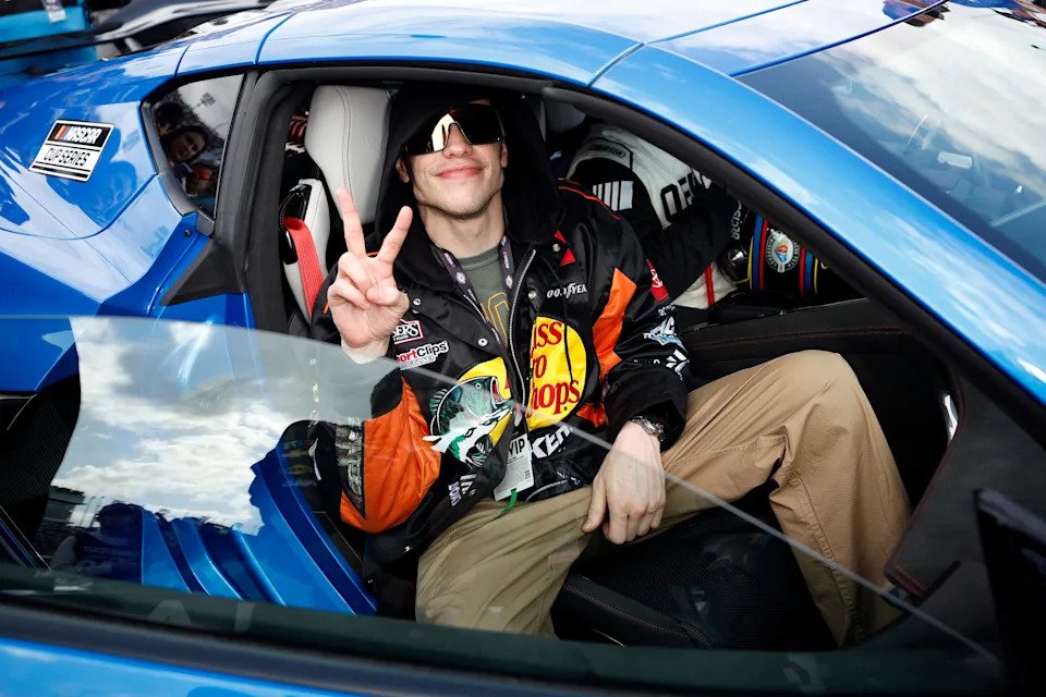 February 19, 2023 : Pete Davidson enters the pace car for the pace lap prior to the NASCAR Cup Series 65th Annual Daytona 500 at Daytona International Speedway in Daytona Beach, Florida.