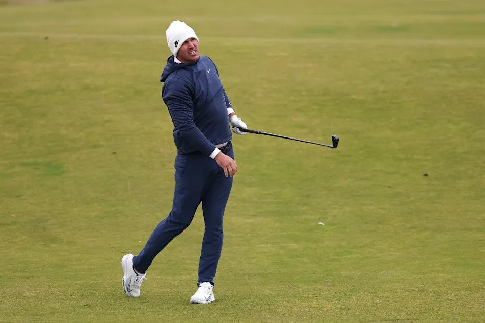 Brooks Koepka of the United States plays his second shot on the ninth hole during Round Two on day three of the Alfred Dunhill Links Championship 2025 at Kingsbarns Golf Links on October 4, 2025 in St Andrews, Scotland. Getty Images