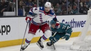 Rangers allow three first-period goals in 3-1 loss to Sharks