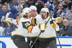 Golden Knights beat Maple Leafs 6-3 in Marner’s emotional Toronto return