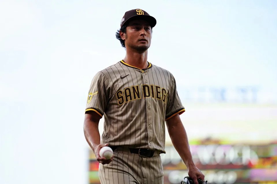 Yu Darvish of the San Diego Padres returns to the dugout during Game Three of the National League Wild Card Series between the San Diego Padres and the Chicago Cubs at Wrigley Field on Thursday, October 2, 2025 in Chicago, Illinois. MLB Photos via Getty Images