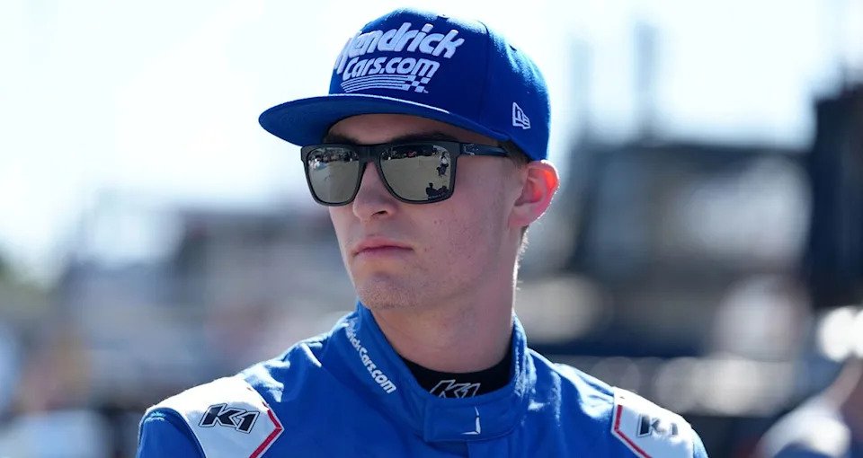 Corey Day, driver of the #77 Hendrickcars.com Chevrolet, is seen prior to the Reese‘s 150 for the ARCA Menards Series at Kansas Speedway on September 26, 2025 in Kansas City, Kansas. (Ed Zurga/ARCA Racing)