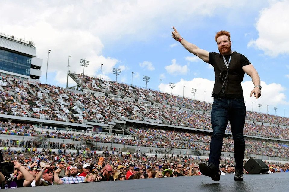 DAYTONA BEACH, FLORIDA - FEBRUARY 16: WWE wrestling star Sheamus is introduced prior to the NASCAR Cup Series 62nd Annual Daytona 500 at Daytona International Speedway on February 16, 2020 in Daytona Beach, Florida. (Photo by Jared C. Tilton/Getty Images)