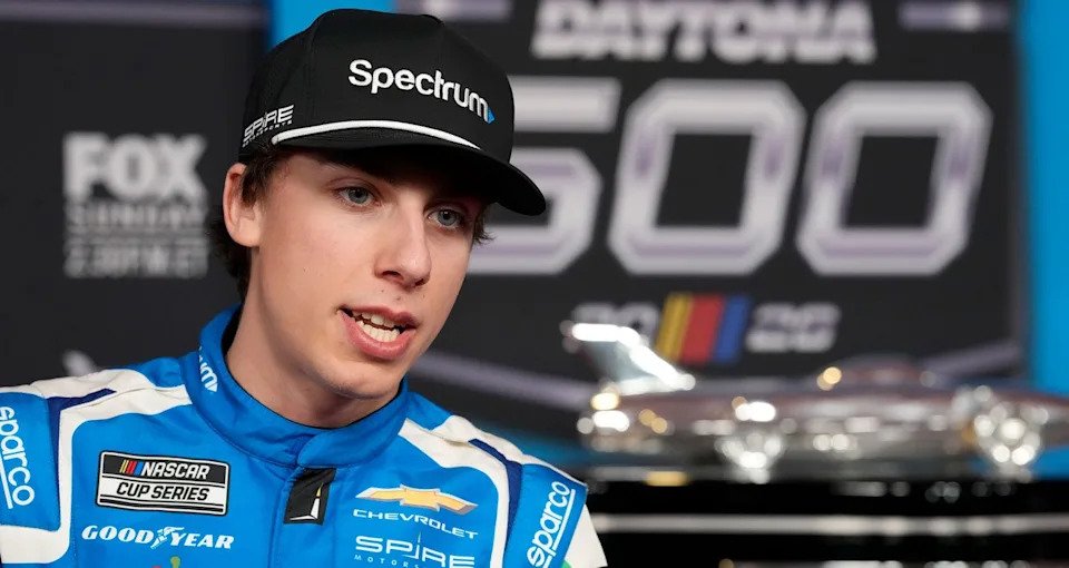 Carson Hocevar speaks.