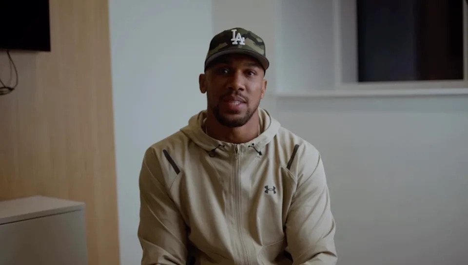 Anthony Joshua addressing his fans in a video filmed after his December car crash (Anthony Joshua)