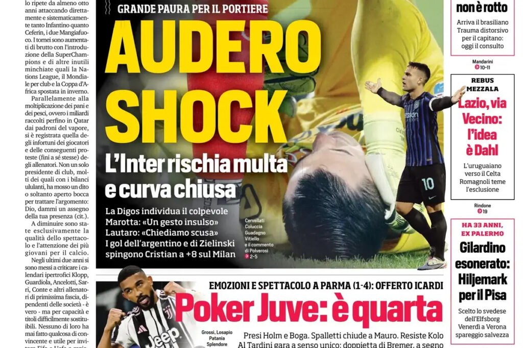 Today’s Papers: Mateta tests, Audero shock, Inter flying, Juventus run continues