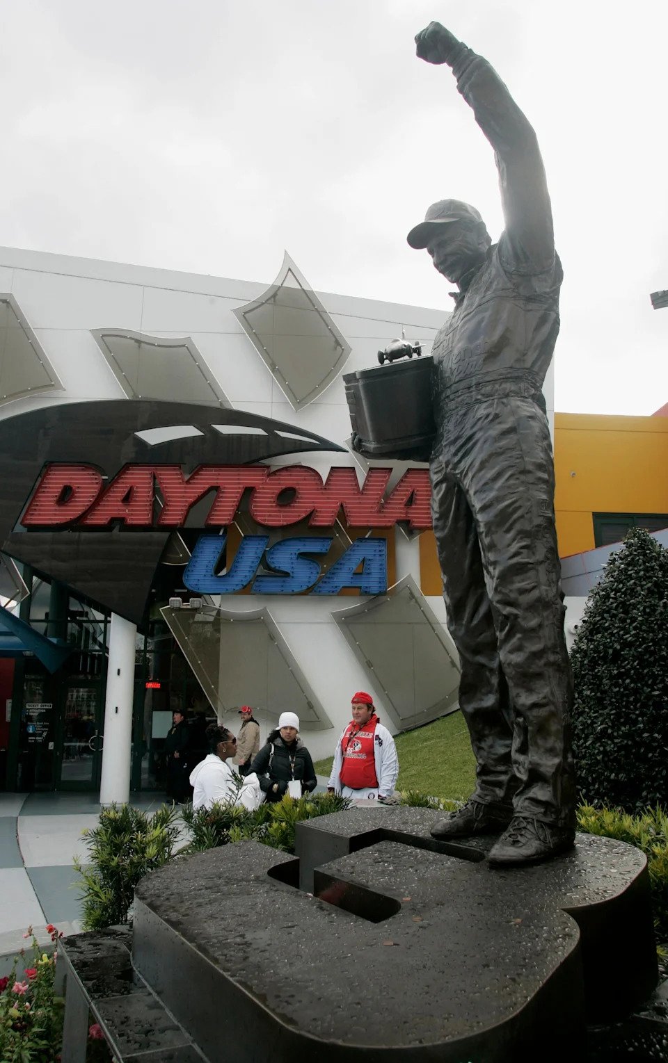 The Dale Earnhardt statue is a popular photo stop for fans outside Daytona International Speedway.