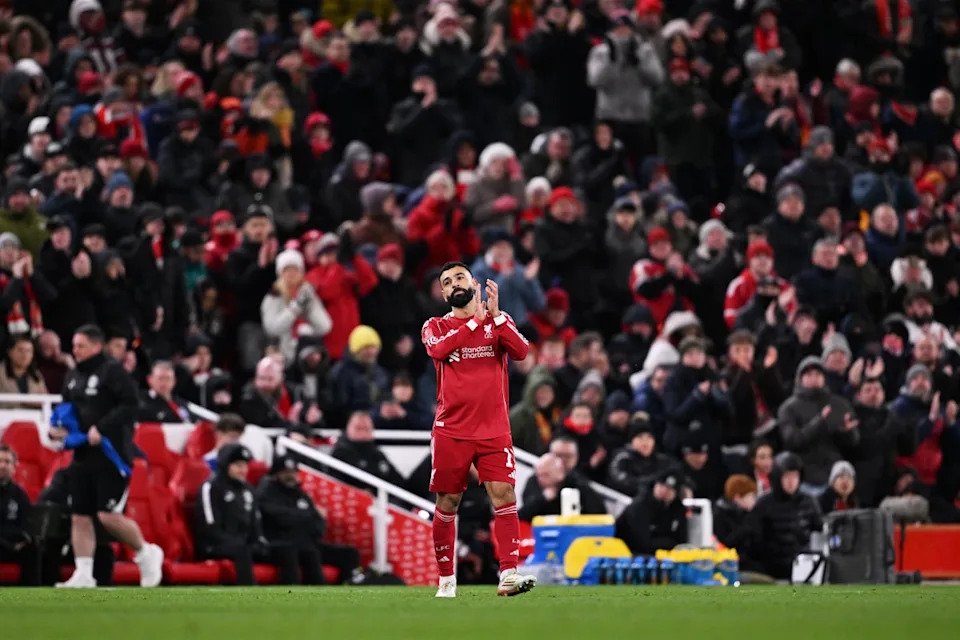 Salah received a standing ovation as he exited stage left (Liverpool FC via Getty Images)