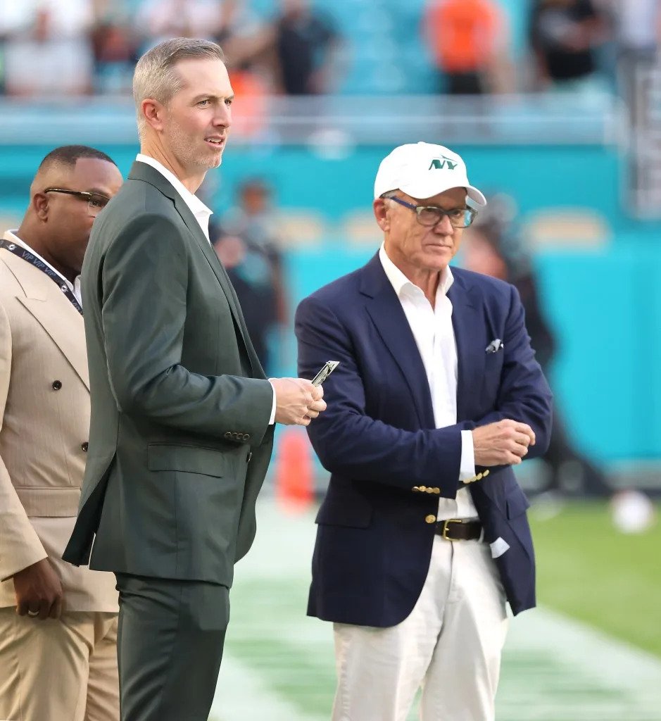 Jets owner Woody Johnson and general manager Darren Mougey. Charles Wenzelberg/New York Post