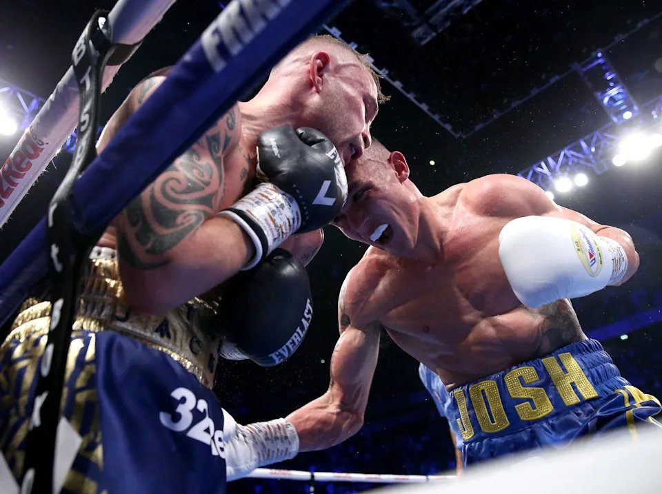 Warrington during a career-defining win over Carl Frampton in 2018 (Getty)