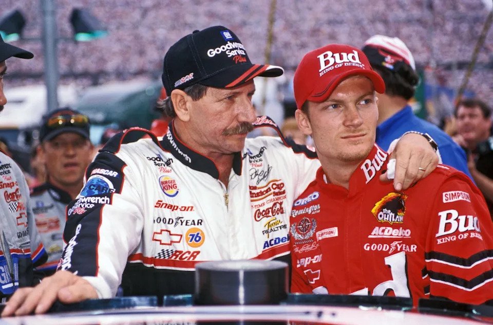 Dale Earnhardt Sr. (3) with his son, driver Dale Earnhardt Jr. (8) before race at Bristol Motor Speedway.George Tiedemann &sol;Sports Illustrated via Getty Images