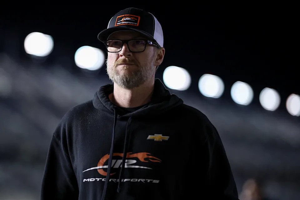 DAYTONA BEACH, FLORIDA - FEBRUARY 11: Dale Earnhardt Jr., owner of JR Motorsports, looks on during qualifying for the NASCAR Cup Series Daytona 500 at Daytona International Speedway on February 11, 2026 in Daytona Beach, Florida. (Photo by James Gilbert/Getty Images)