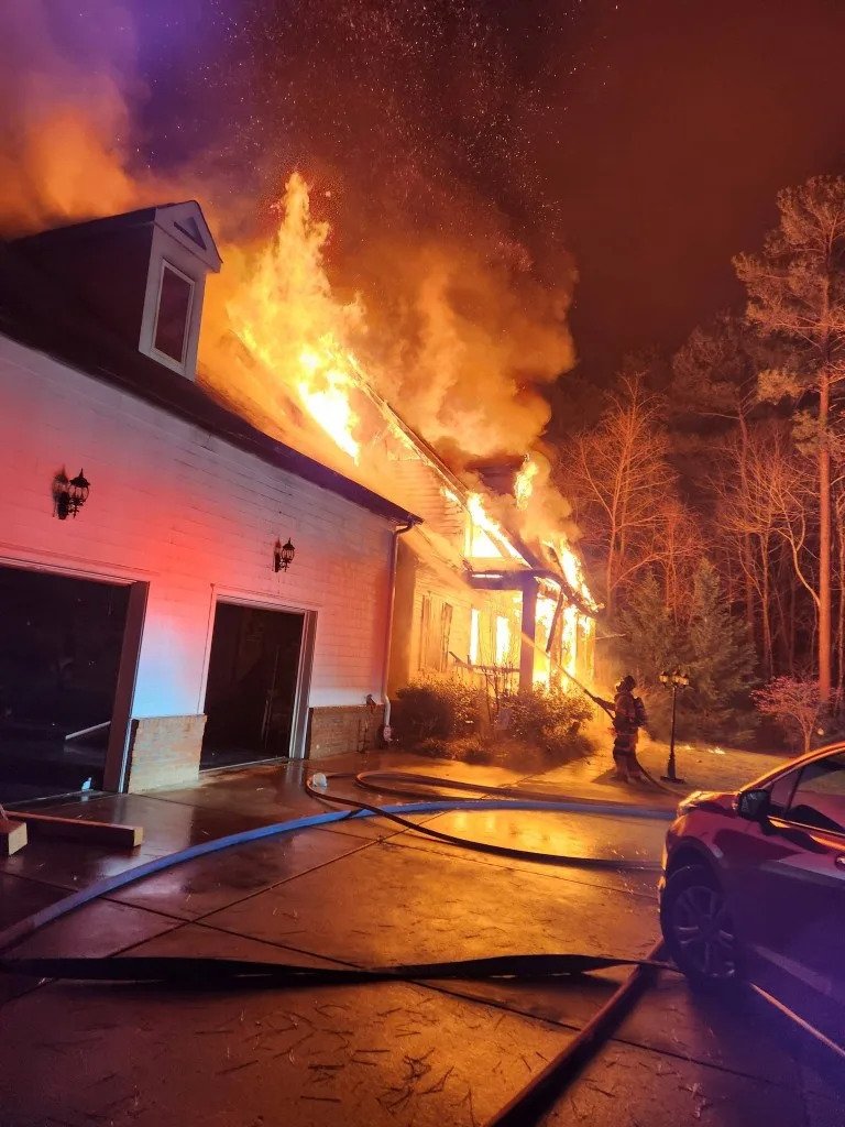 A fire broke out at a Stanley, N.C. home owned by NASCAR driver Denny Hamlin on Sunday, December 28, 2025. Lucia-Riverbend Fire Department