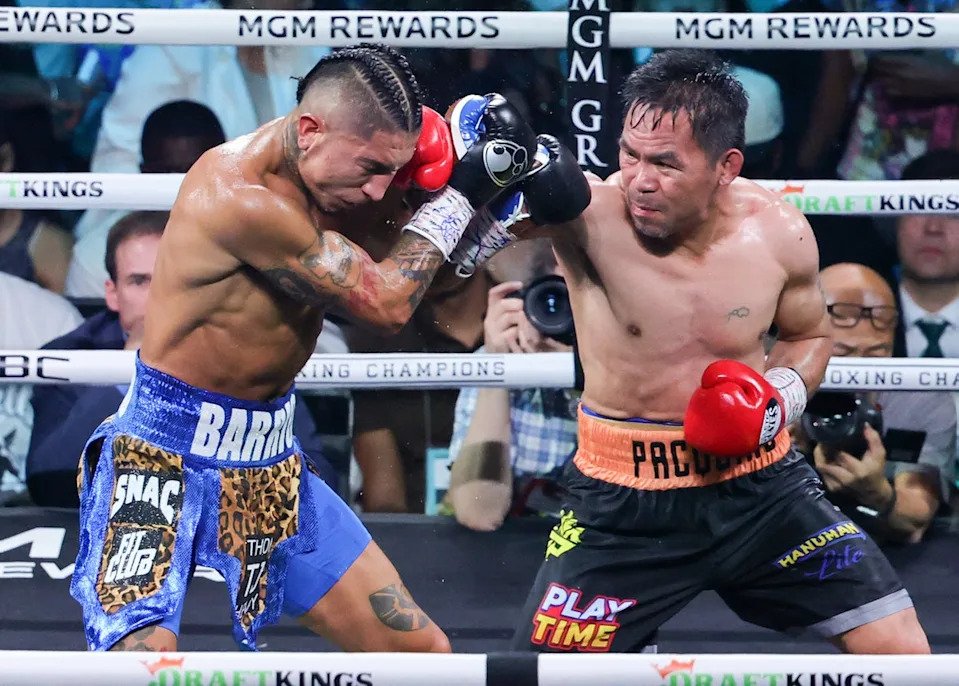 Pacquiao, 46 at the time, drew with then-champion Mario Barrios last summer (Getty Images)