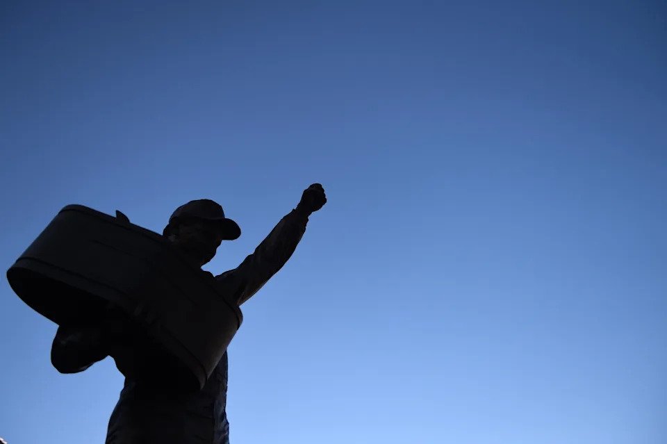 A view of the statue of Dale Earnhardt.
