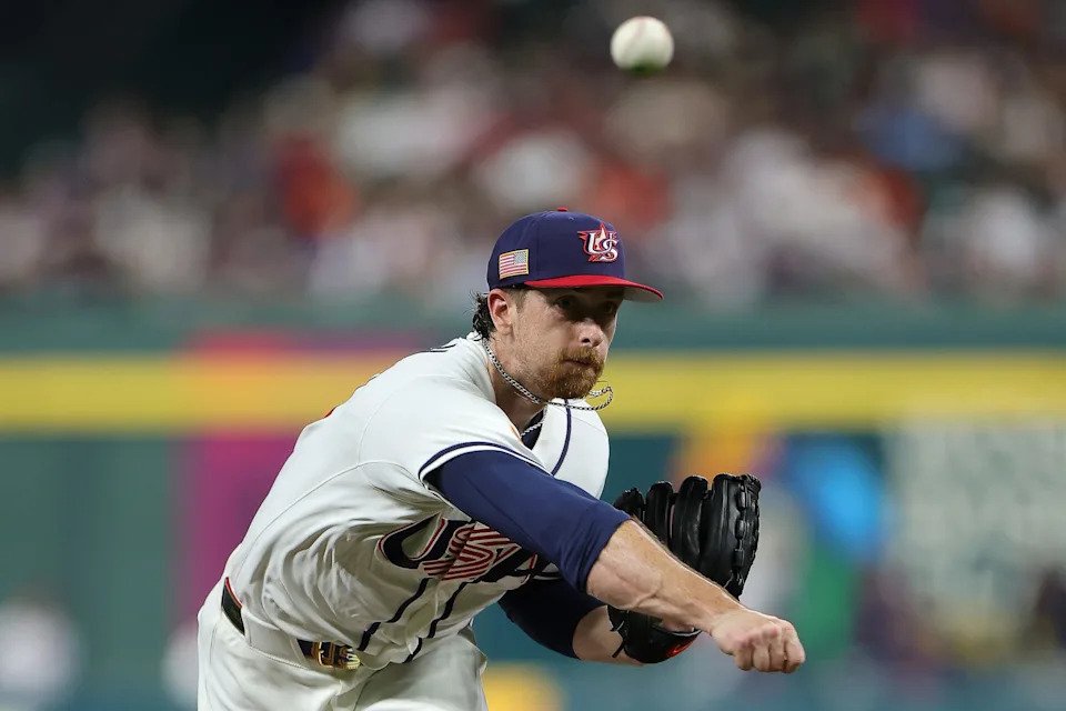 Nolan McLean pitches for Team USA against Team Italy.