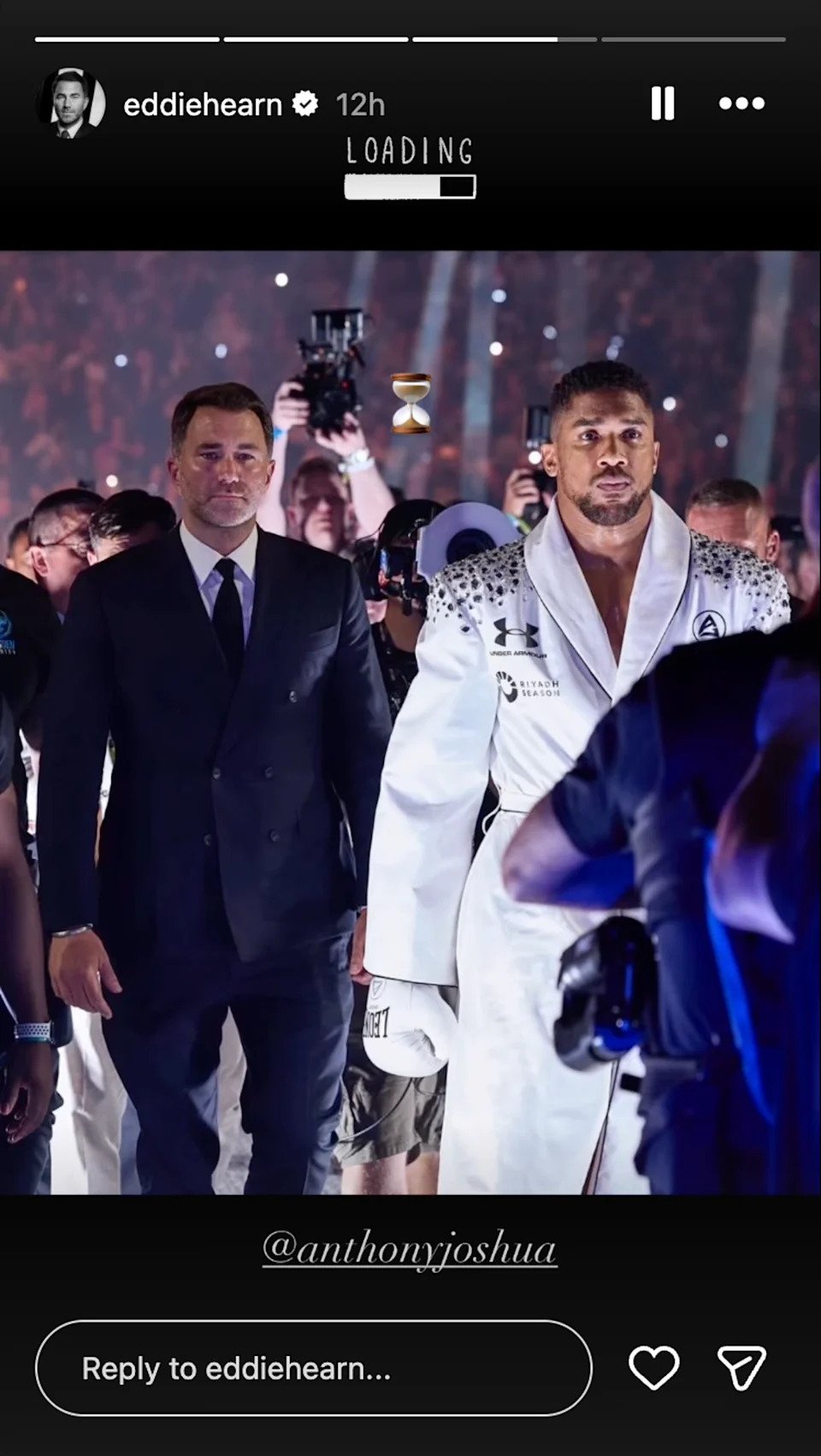 Eddie Hearn teasing Anthony Joshua news on Instagram (@eddiehearn/Instagram)