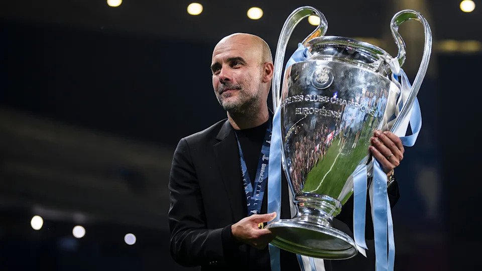 Pep Guardiola with Champions League trophy in 2023