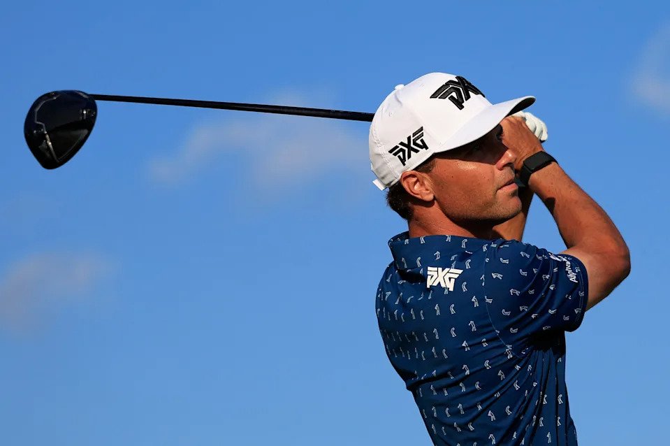Eric Cole tees off on hole 18 during the third day of the RSM Classic PGA golf tournament on the Seaside Course at Sea Island Resort, Saturday, Nov. 22, 2025, in St. Simons Island, Ga. Sami Valimaki sits atop the leaderboard heading into the final round at 19-under-par. [Corey Perrine/Florida Times-Union]
