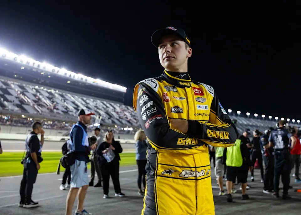 NASCAR Cup Series driver Christopher Bell (20) during qualifying for the Daytona 500 at Daytona International Speedway.Mark J&period; Rebilas-Imagn Images