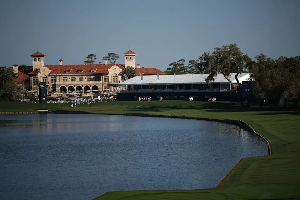 A general view of the 18th hole prior to THE PLAYERS Championship 2026 at THE PLAYERS Stadium course at TPC Sawgrass on March 11, 2026 in Ponte Vedra Beach, Florida.
