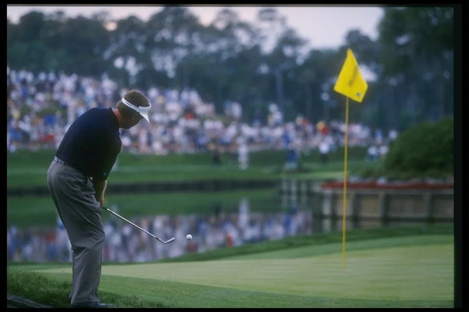 Steve Elkington hits the ball during the Players' Championship at the TPC at Sawgrass in Ponte Vedra Beach, Florida. (Photo: Andy Lyons/Allsport)