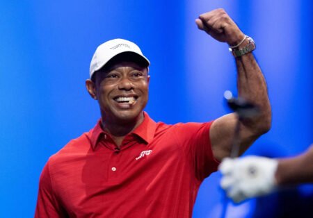 Watch Tiger Woods’ wild celebration after Tom Kim’s ace in TGL match comeback
