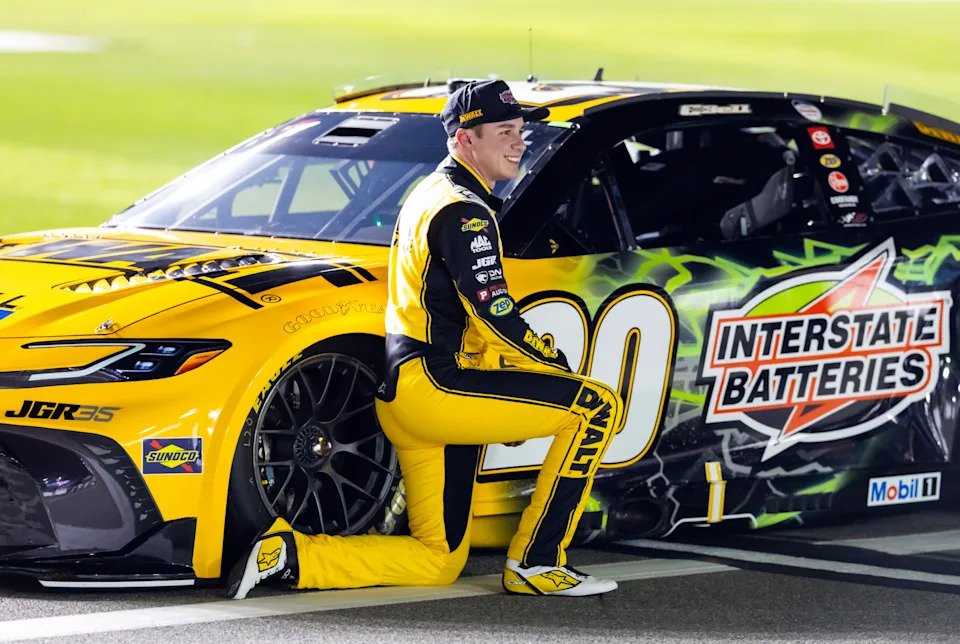 <p>Feb 11, 2026; Daytona Beach, Florida, USA; NASCAR Cup Series driver Christopher Bell (20) during qualifying for the Daytona 500 at Daytona International Speedway. Mandatory Credit: Mark J. Rebilas-Imagn Images</p>