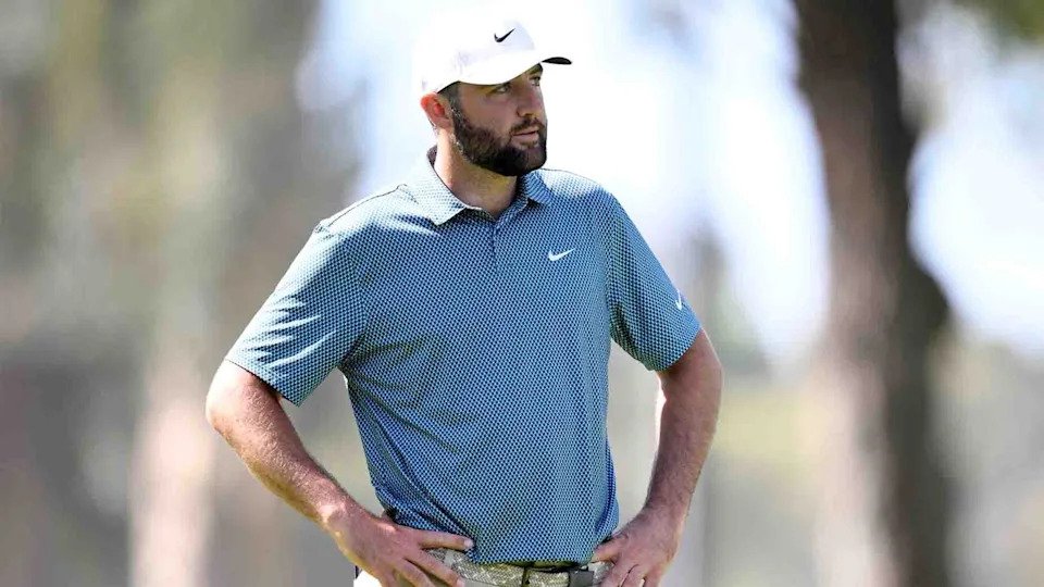 Scottie Scheffler looks on at the Genesis Invitational