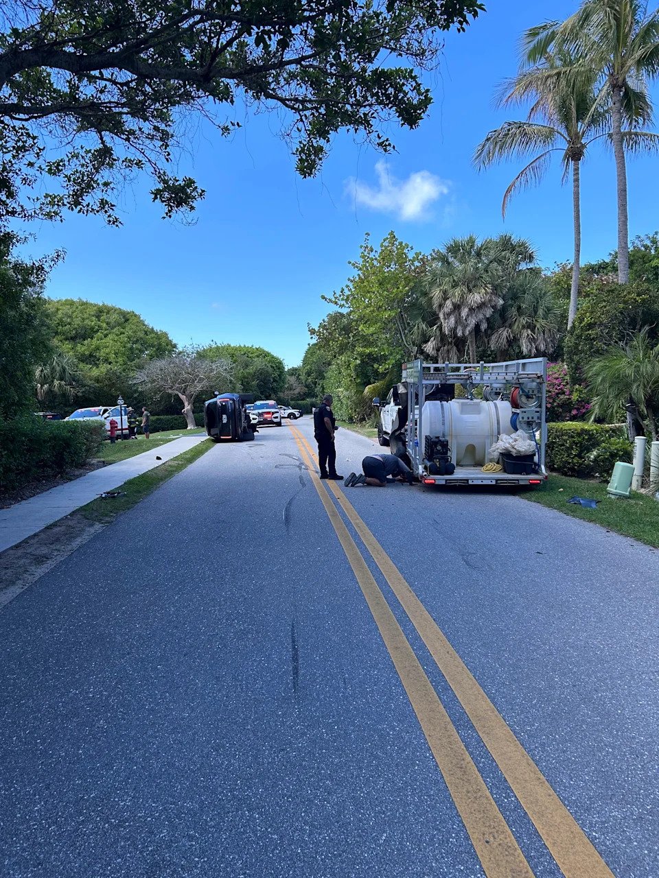Tiger Woods rollover crash on Jupiter Island on March 27, 2026. The crash occurred just after 2 p.m. in the 200 block of Beach Road.