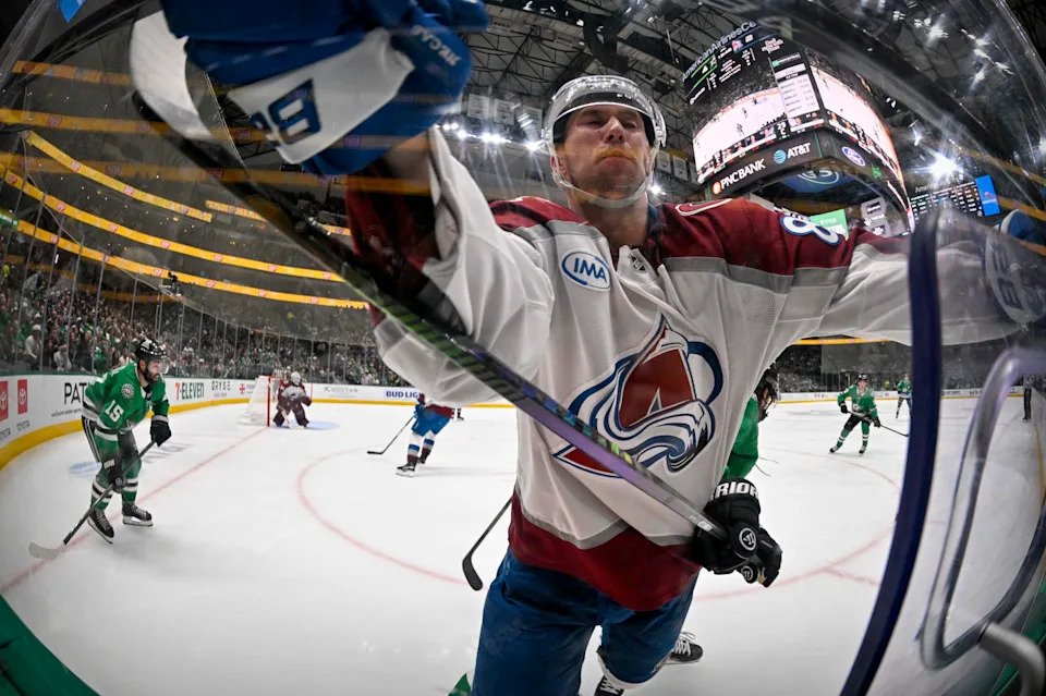 Credit: Jerome Miron. Martin Necas has been a bright spot on the power play for the Avalanche this season. 