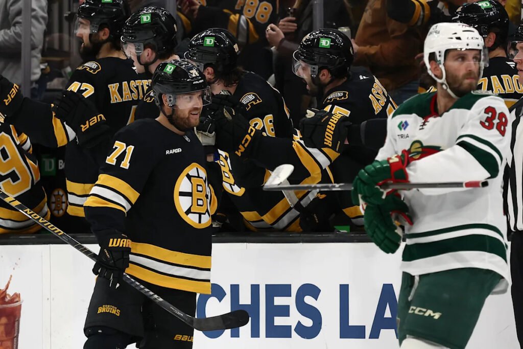 Pavel Zacha scores twice as Bruins beat Minnesota 6-3, spoiling Wild’s chance to clinch playoff spot