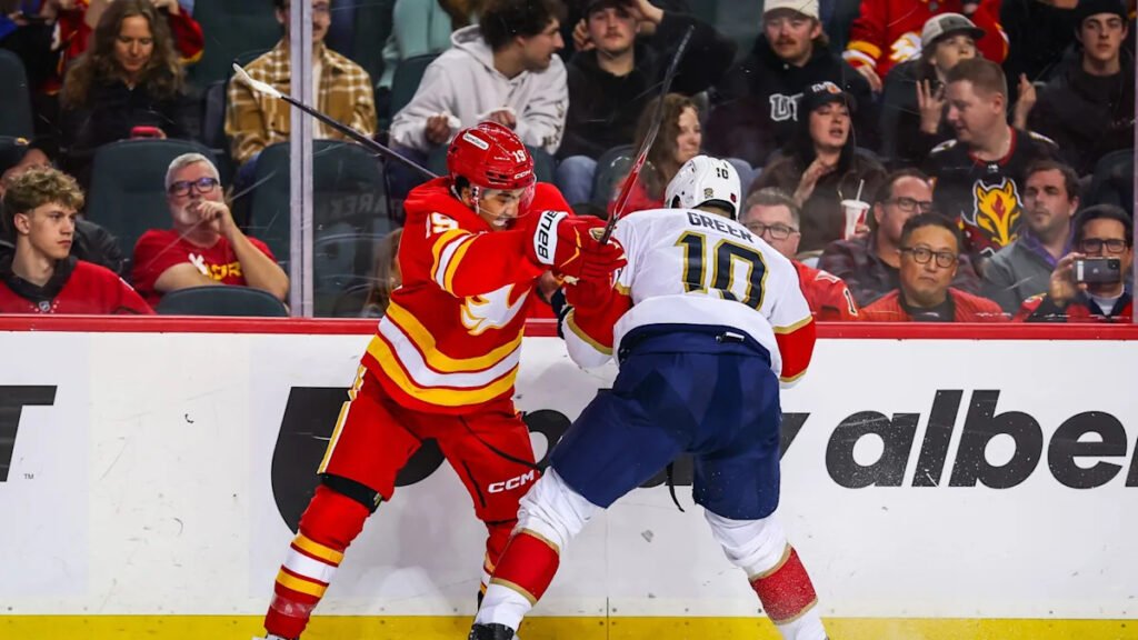 Panthers’ A.J. Greer suspended for 3 games for shoving Flames’ Connor Zary into the boards