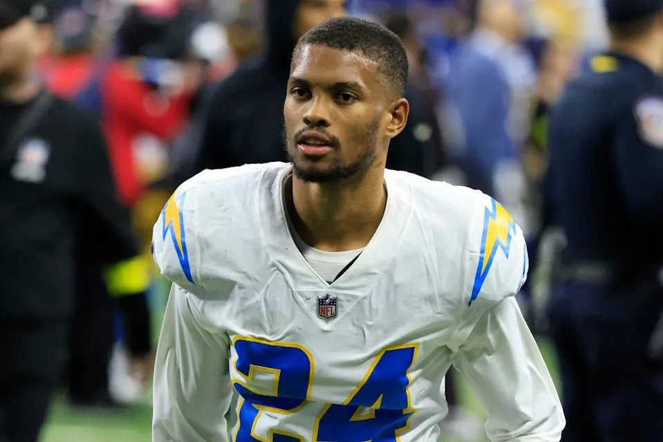 Nasir Adderley walks off the field after the Chargers’ road win over the Indianapolis Colts on Dec. 26, 2022 Getty Images